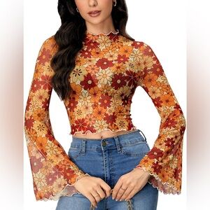 NWT Verdusa Floral Crop Blouse